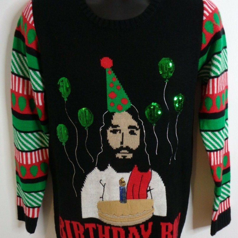 Jesus Birthday Boy Funny Party Christmas Sweater